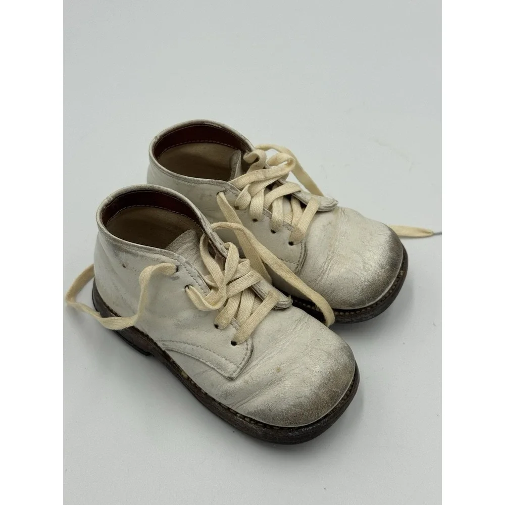 1940's Pair Of Baby Shoes Leather Vintage Antique Unisex Toddler Infant